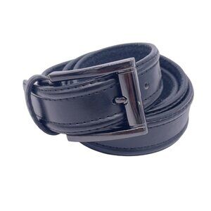 Gold Coast Men's Leather Belt 39"-43" Adjustable Black With Silver Buckle